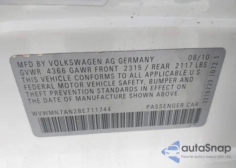 2011 Volkswagen Cc Sport из США, поврежденный, VIN WVWMN7AN2BE711744